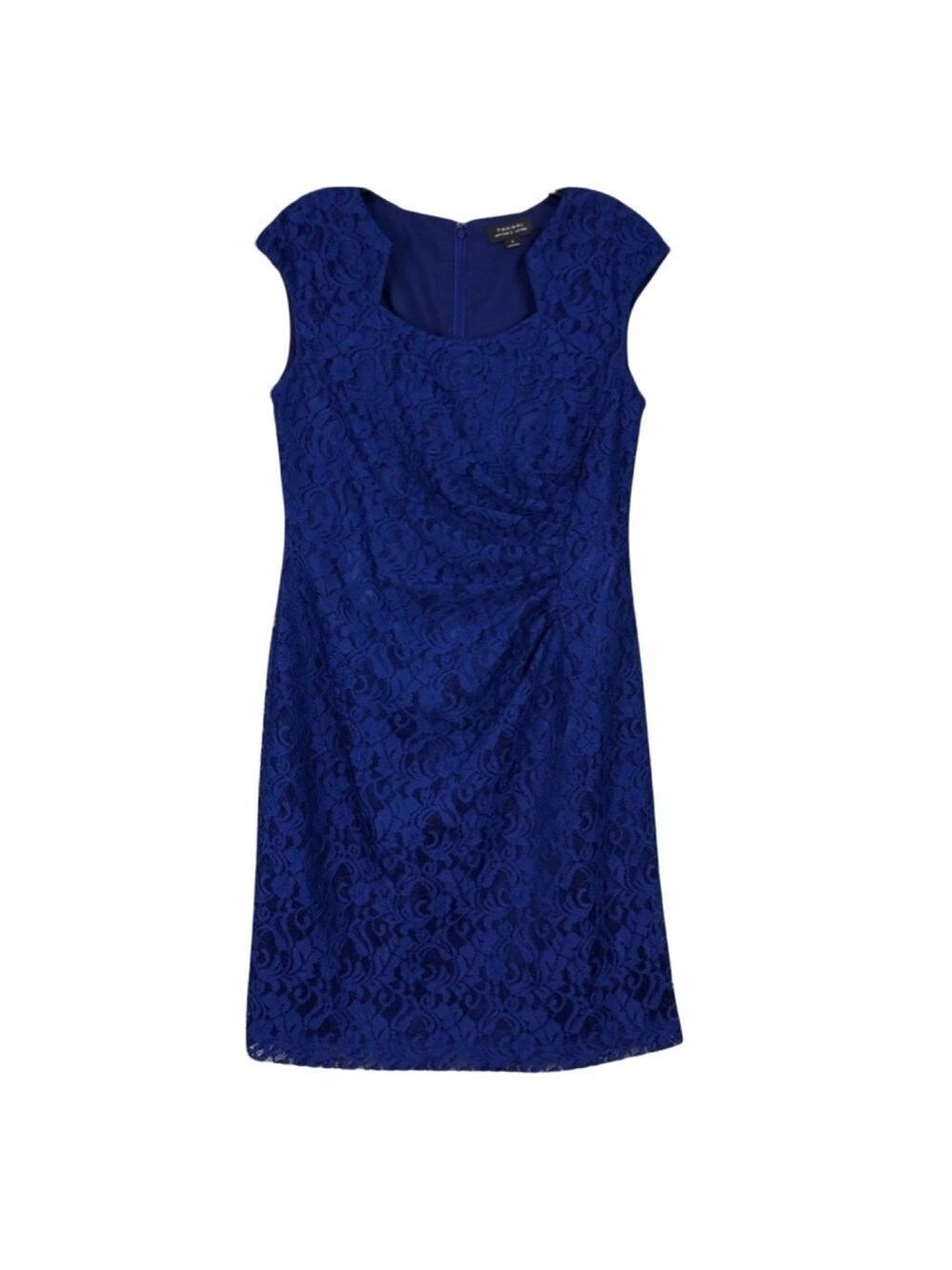 Tahari Arthur S. Levine Royal Blue Floral Lace Dress Size 8P